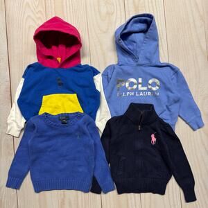 Lot of 4 Polo Ralph Lauren Girls 4/4T Long Sleeve Hoodie 1/4 Zip Sweater Jacket